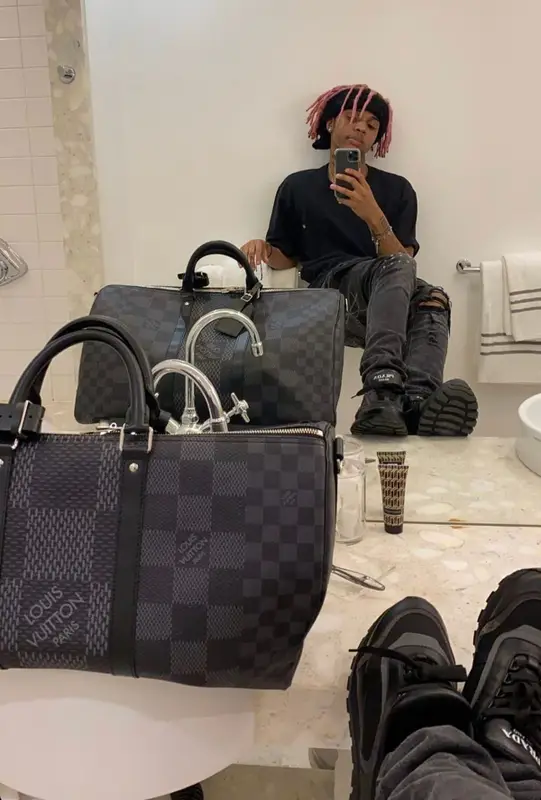 SoFaygo outfit in Ksubi, Prada, and Louis Vuitton, 2021