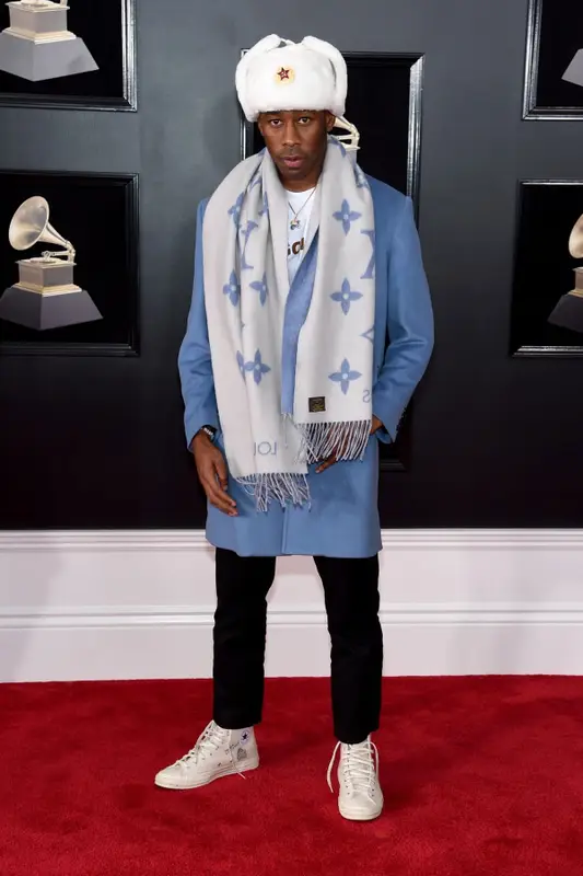 Tyler, The Creator outfit in Supreme, Converse, and Louis Vuitton, 2018