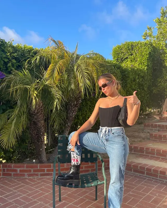 Addison Rae outfit in Dr. Martens, Prada, and Xiv Karats, 2021