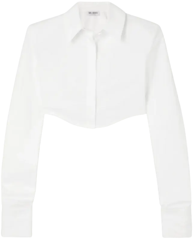 The Attico Cropped Crisp Cotton White Shirt $475