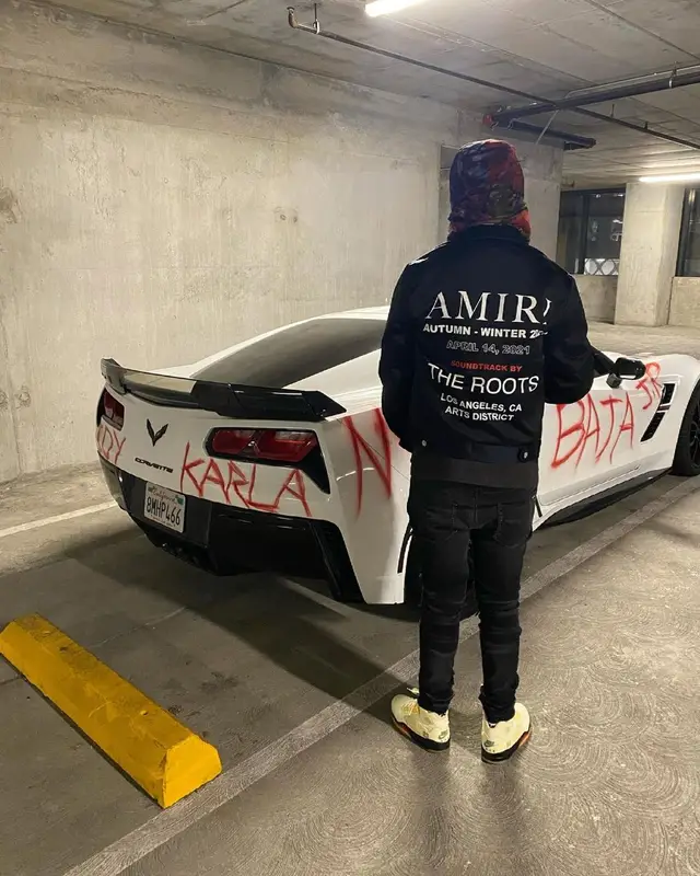 Babyface Ray outfit in Amiri, Jordan, and Off-White, 2021