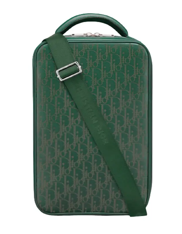 Dior Green Oblique Galaxy Leather World Tour Sling Bag  display picture 3