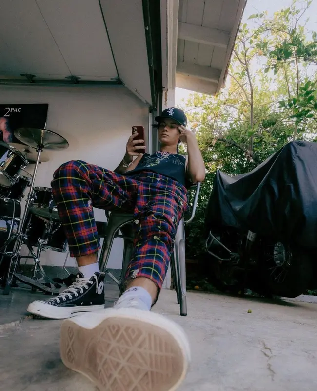 Jxdn outfit in Comme Des Garcons, New Era, and Converse, 2020