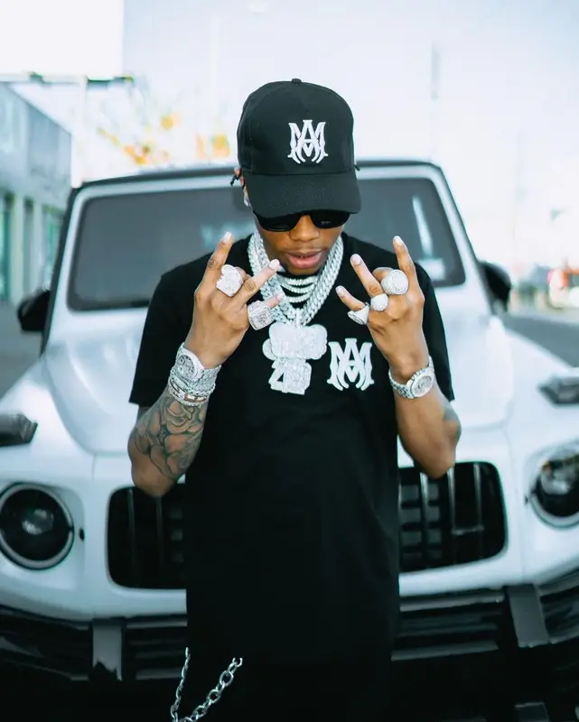 Lil Migo outfit in Amiri, 2021