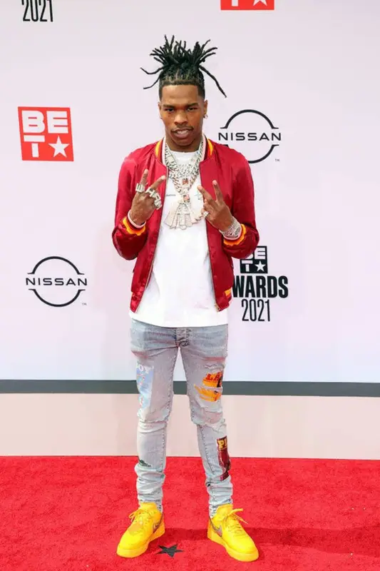 Lil Baby outfit in Casablanca, Amiri, and Nike, 2021
