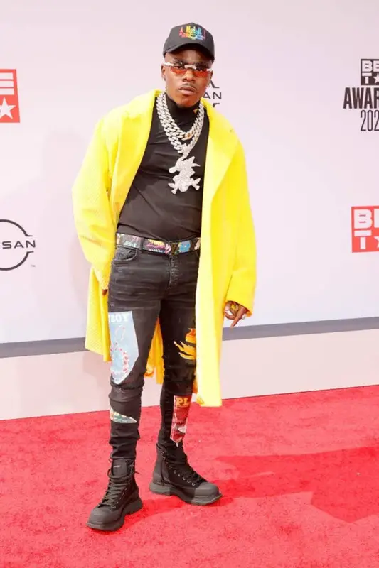 DaBaby outfit in Prada, Cartier, and Amiri, 2021