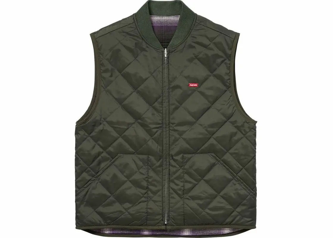 Supreme Reversible Shadow Plaid Dark Green Vest | WHAT'S ON THE STAR?