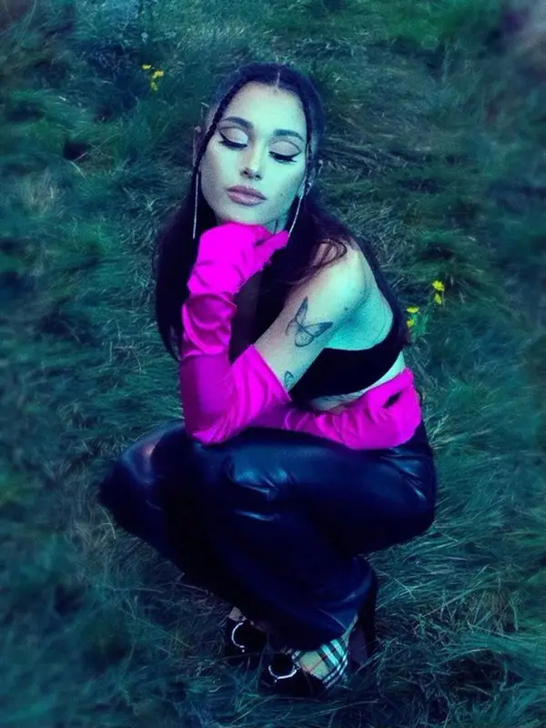 Ariana Grande outfit in CULTNAKED, Anita Ko, and Burberry, 2021