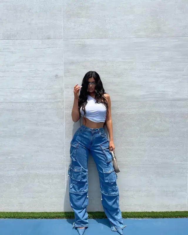 Kylie Jenner outfit in Rick Owens, The Attico, and Staud, 2021