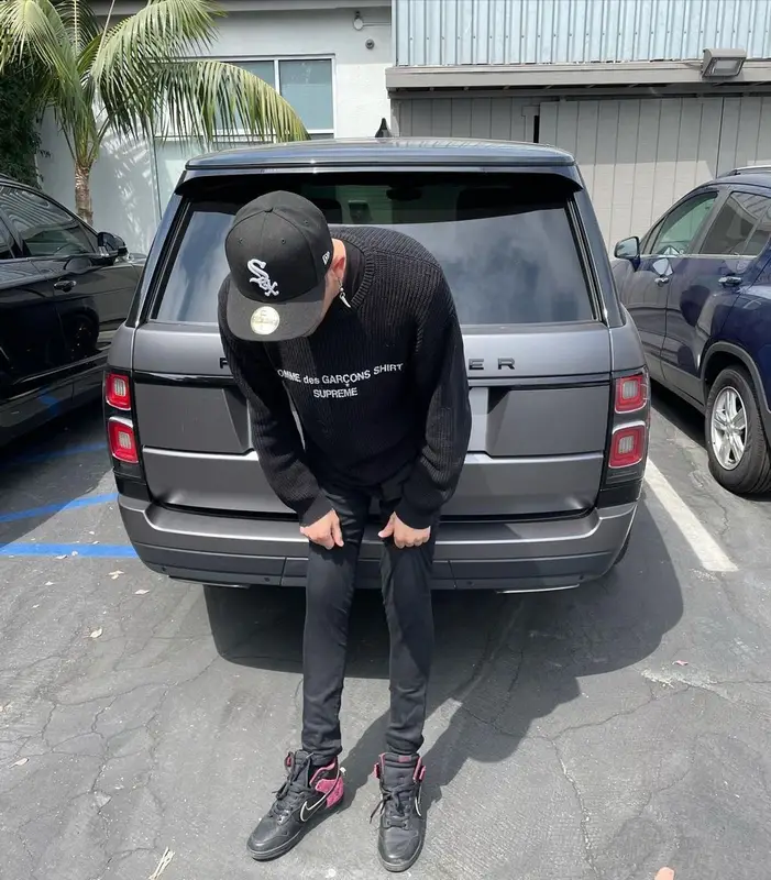 G-Eazy outfit in Supreme, New Era, and Chicago White Sox, 2021