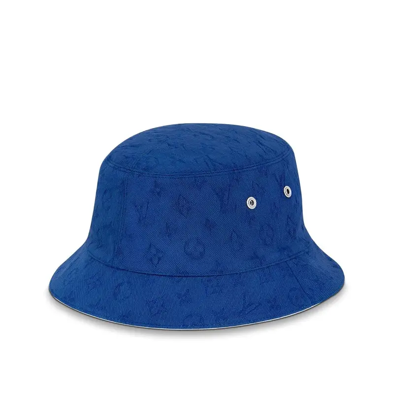 Louis Vuitton Bucket Hat Bonnet Monogram Essential Reversible Blue Denim  0685AK