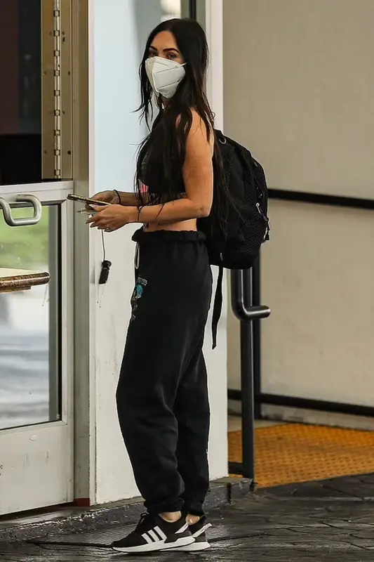 Megan Fox outfit in Nike, Boys Lie, and Adidas, 2021
