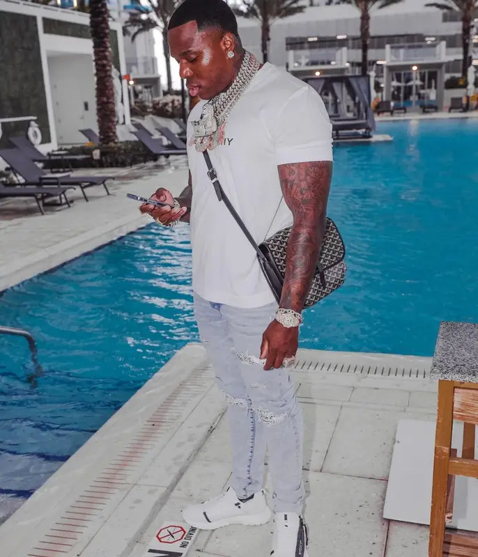 BandMan Kevo outfit in Givenchy, Amiri, and Goyard, 2021