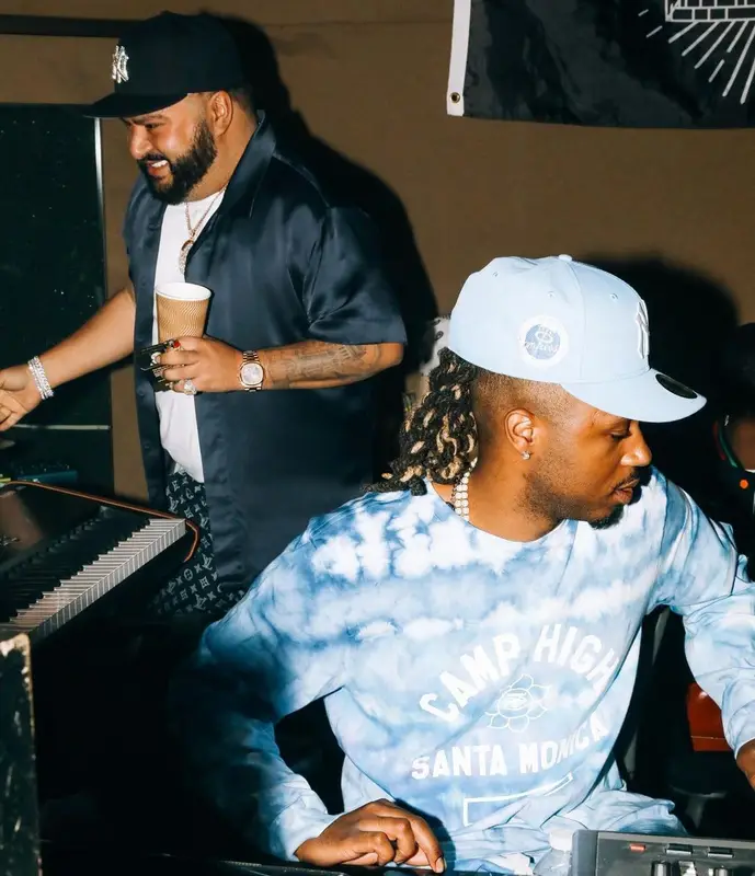 Metro Boomin outfit in Camp High, Louis Vuitton, and New Era, 2021