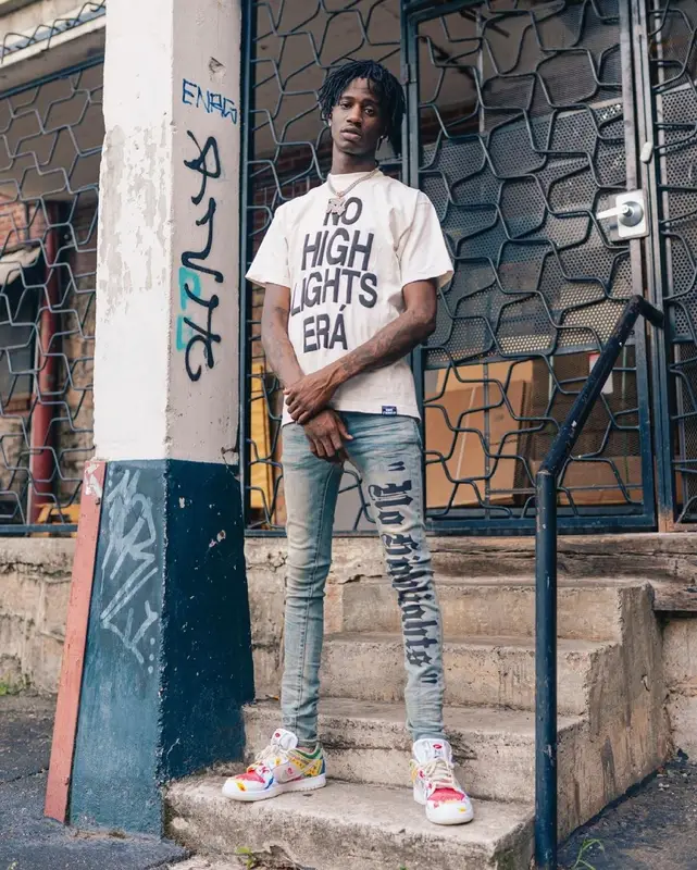 Yung Mal outfit in No Highlights Era and Nike, 2021