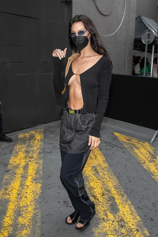 Bella Hadid outfit in Jacquemus and Fendi, 2021