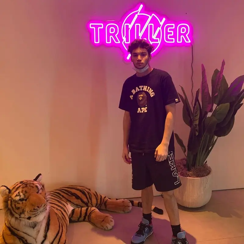 Adin Ross outfit in Bape, Mitchell & Ness, and Jordan, 2020