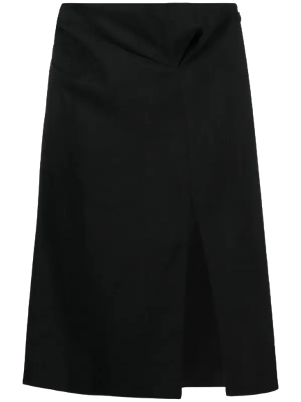 Jacquemus La Jupe Drap Foldover Waistband Side Slit Black Skirt $375