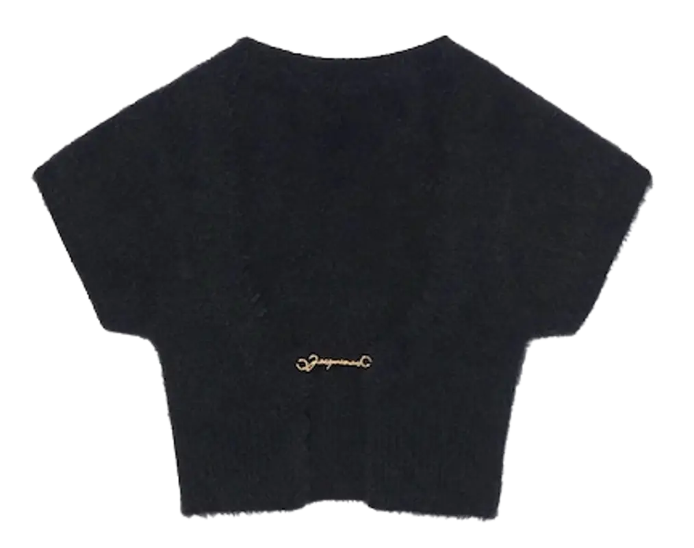 Jacquemus La Maille Neve Knit Cropped Black Top $305