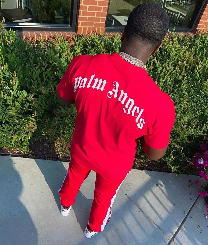 Bankroll Freddie outfit in Palm Angels and Jordan, 2021
