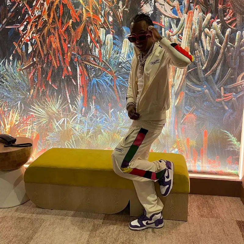 Rich The Kid outfit in Palm Angels, Louis Vuitton, and Missoni, 2021