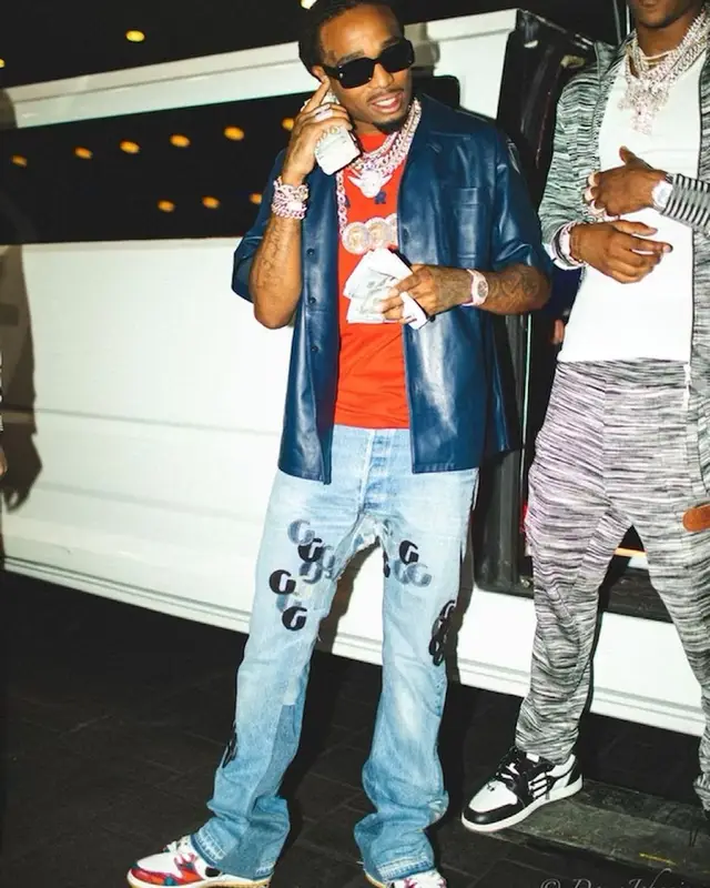 Quavo outfit in Marni, Gallery Dept., and Versace, 2021