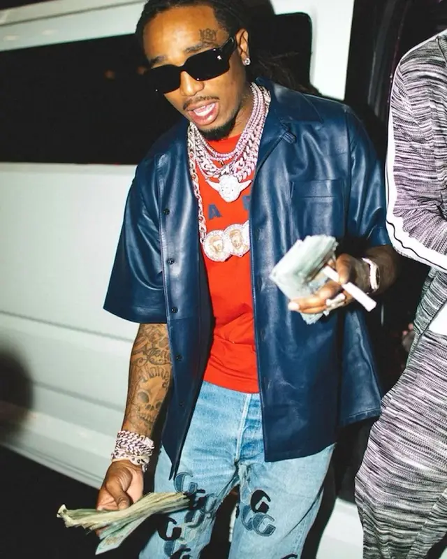 Quavo outfit in Marni, Gallery Dept., and Versace, 2021
