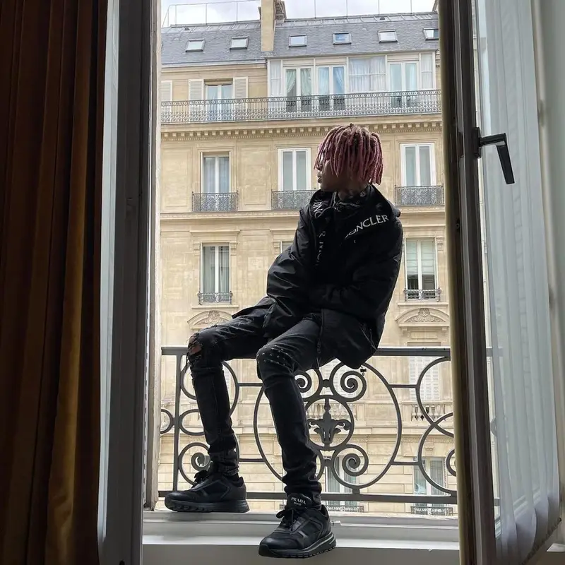 SoFaygo outfit in Moncler, Ksubi, and Prada, 2021