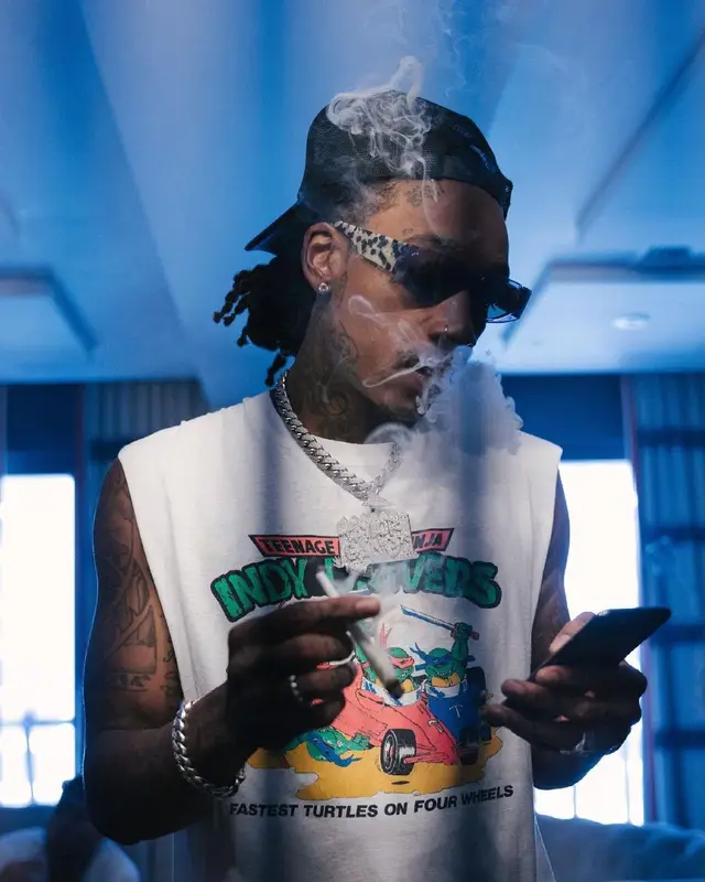 Wiz Khalifa outfit in B.B. Simon, Fenty, and Calvin Klein, 2021