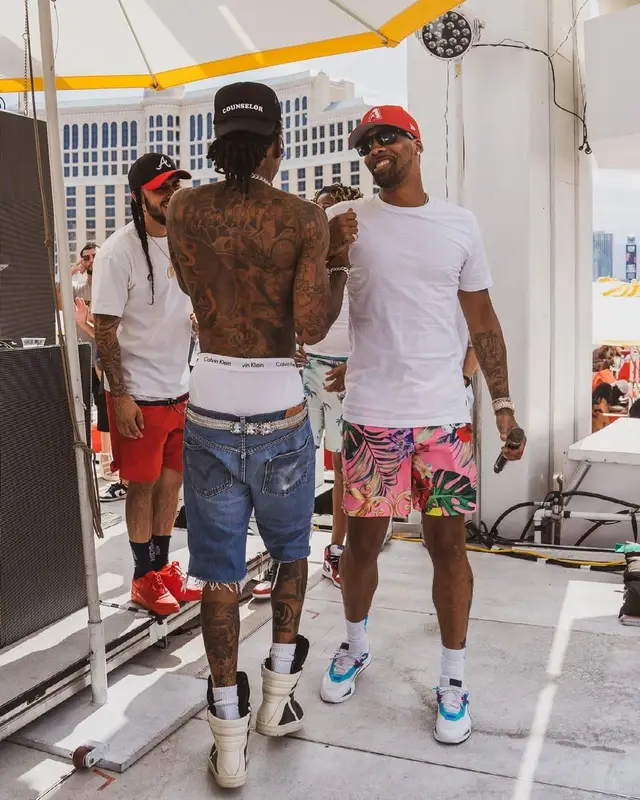 Wiz Khalifa outfit in B.B. Simon, Fenty, and Calvin Klein, 2021