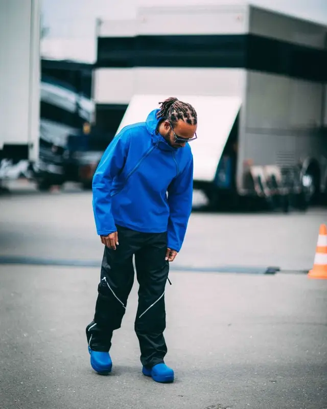 Lewis Hamilton outfit in Bottega Veneta, Police, and Lewis Hamilton, 2021
