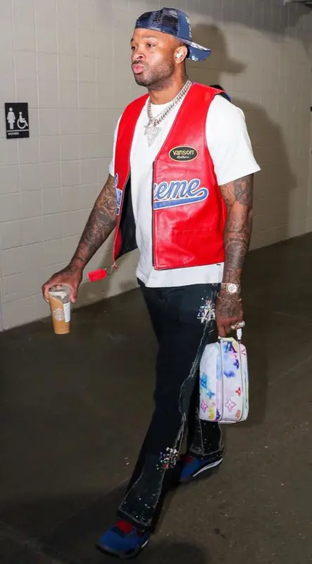 PJ Tucker outfit in Supreme, Louis Vuitton, and Gallery Dept., 2021