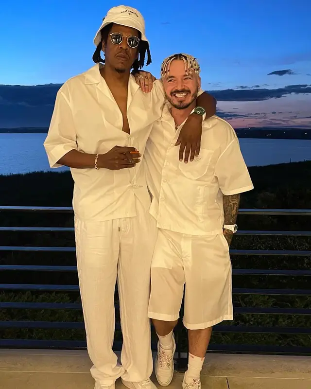 J Balvin outfit in Prada, Supreme, and Hanes, 2021