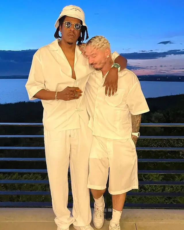 J Balvin outfit in Prada, Supreme, and Hanes, 2021