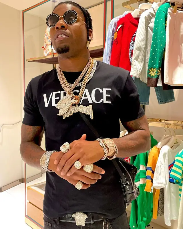 CJ So Cool outfit in Versace, Purple Brand, and Gucci, 2021