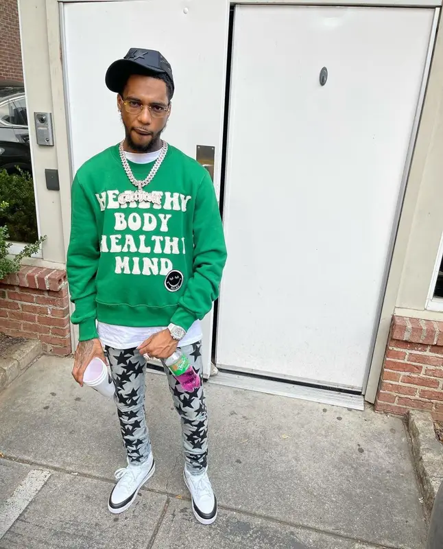 Key Glock outfit in Chemist, Cartier, and Amiri, 2021