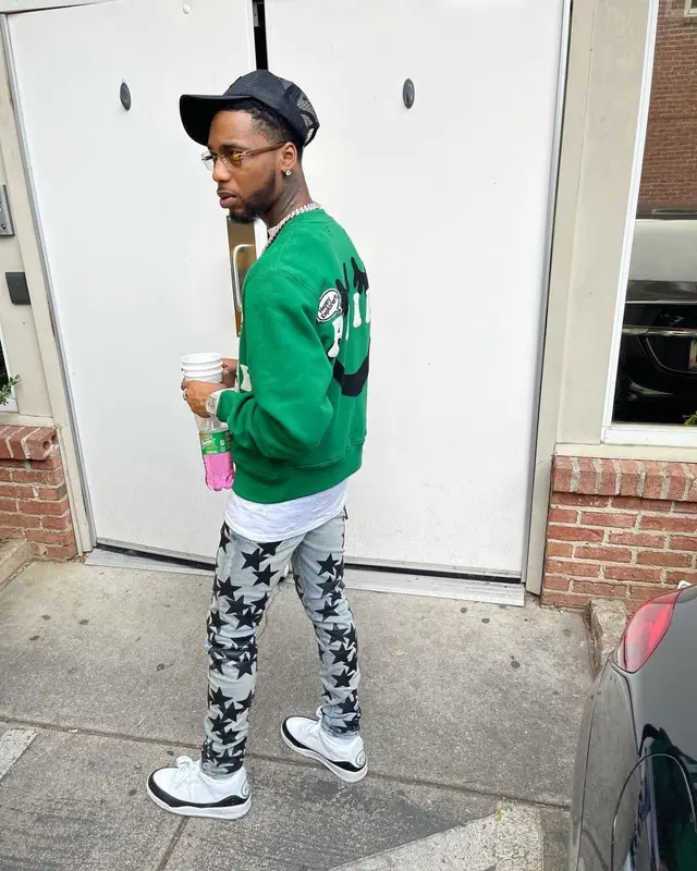 Key Glock outfit in Chemist, Cartier, and Amiri, 2021
