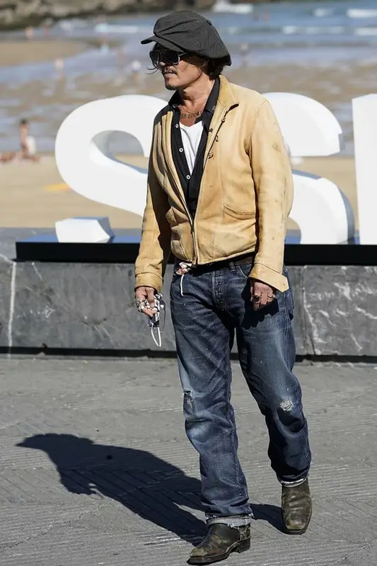 Johnny Depp outfit in Belstaff, Anita Ko, and Bebo Jewelry, 2020