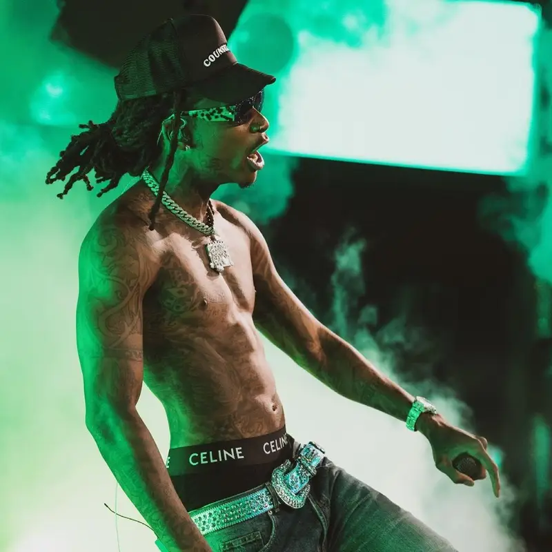 Wiz Khalifa outfit in B.B. Simon, Fenty, and Camp High, 2021