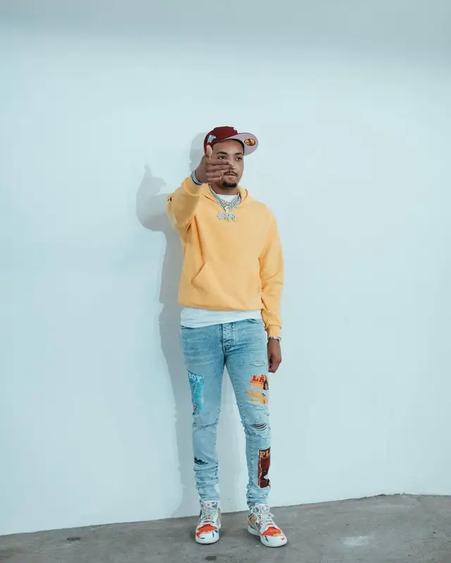 G Herbo outfit in Gallery Dept., New Era, and Philadelphia Phillies, 2021