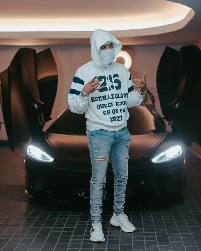 G Herbo outfit in Gucci and Amiri, 2021