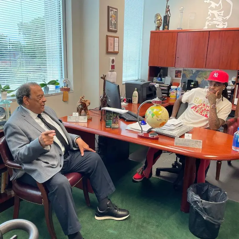 Quavo outfit in Gallery Dept., Migos Merch, and New Era, 2021
