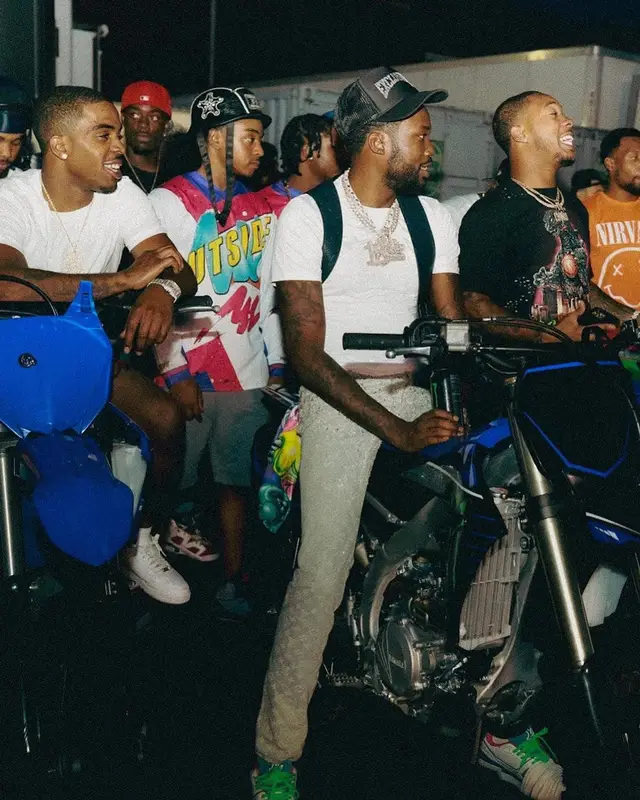 Meek Mill outfit in Louis Vuitton, 2021