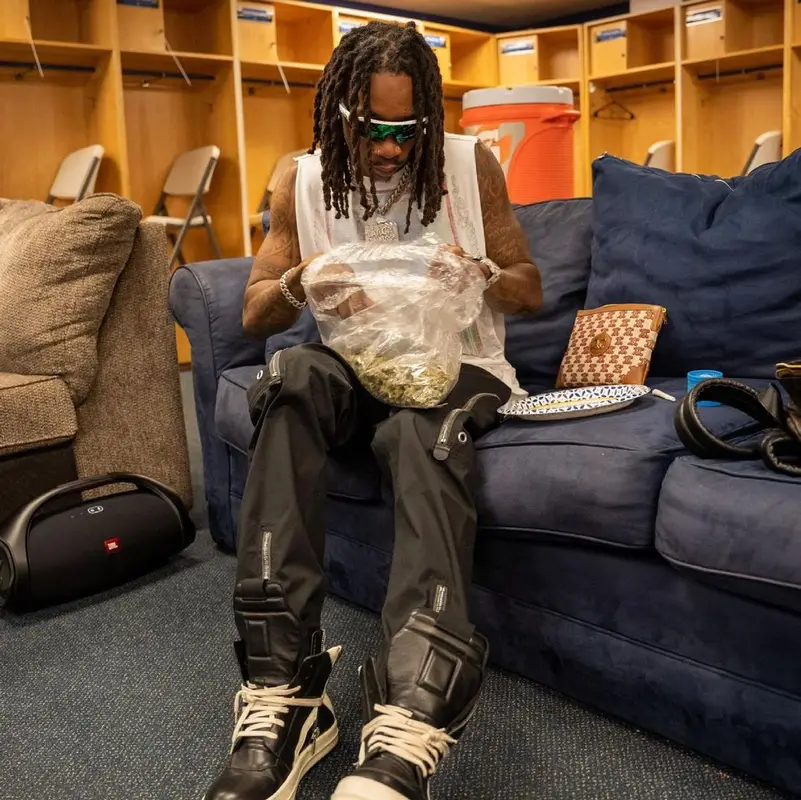 Wiz Khalifa outfit in Rick Owens, Oakley, and Calvin Klein, 2021