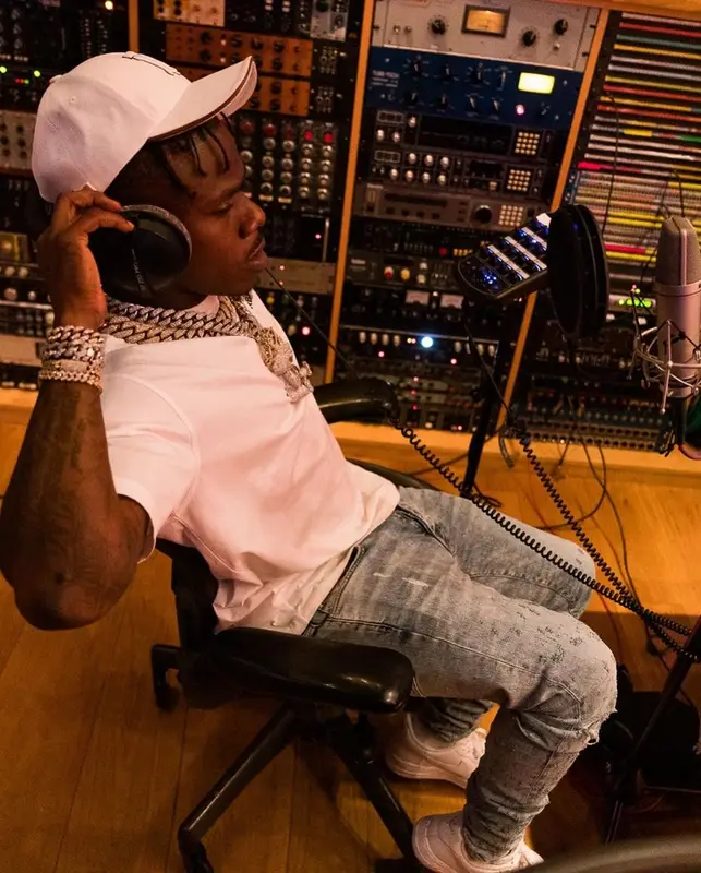 DaBaby outfit in Amiri, Nike, and Burberry, 2021