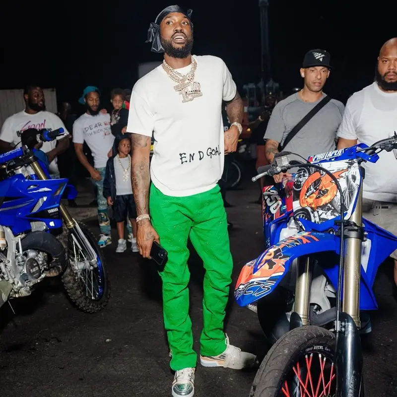 Meek Mill outfit in Louis Vuitton, 2021
