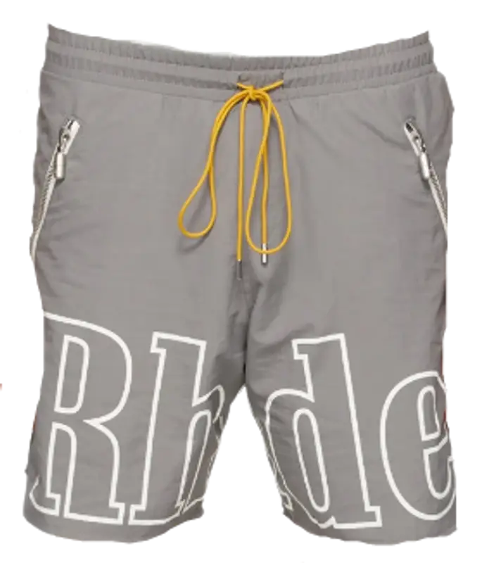 Rhude Exclusive Grey Black Logo Shorts $450
