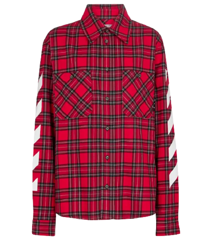 Off-White Diag Checked Cotton Red Shirt $566