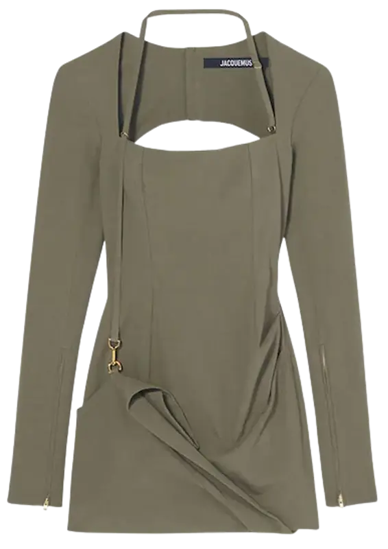 Jacquemus La Robe Esca Viscose Blend Mini Green Dress $965