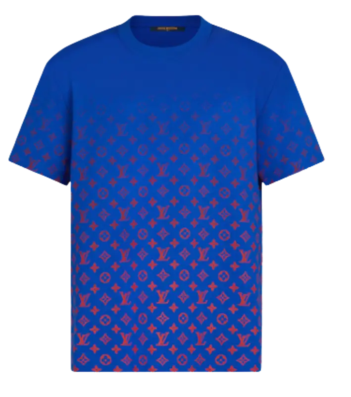 Louis Vuitton Stripe Accent Monogram T-Shirt Blue Glacier. Size L0